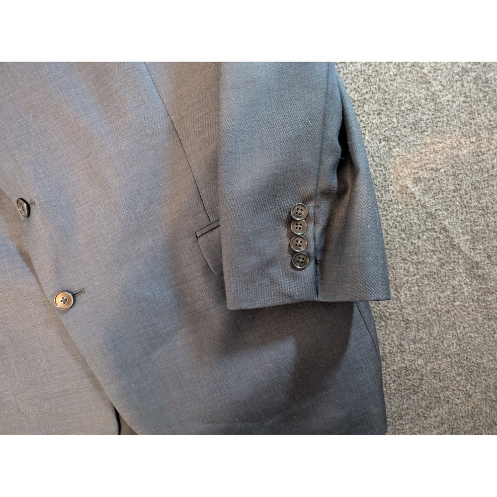 JOS A BANK  sport coat suit jacket blazer solid blue 100% WOOL 52 R Slim Fit‎ - Picture 7 of 13